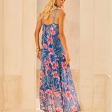 Vestido Maxi Longo de Alcas Estampado