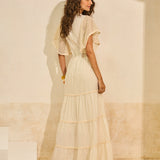 Vestido Maxi com Top e Mangas em Macrame
