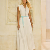 Vestido Maxi Polo com Cinto Tricot