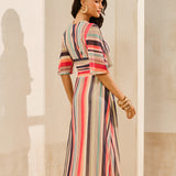 Vestido Midi com Mangas 3/4 Estampa Horizonte