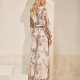Vestido Maxi Estampa Renascer com Mangas Longas