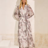 Vestido Maxi Estampa Renascer com Mangas Longas