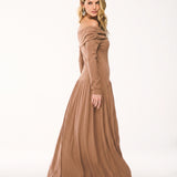 Vestido Longo Ombro a Ombro Essencial Capuccino