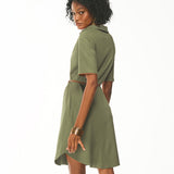 Vestido Chemise com Detalhes em PU
