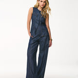 Colete Jeans de Alfaiataria Riscado