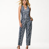 Calça Slouchy em Snake Jacquard Índigo