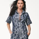 Camisa em Snake Jacquard Índigo