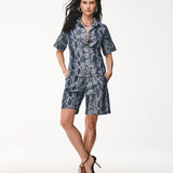 Bermuda em Snake Jacquard Índigo