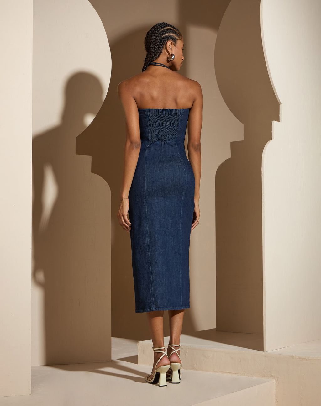 Vestido Jeans Midi sem Alça