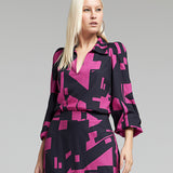 Blusa Geométrica Mangas Amplas