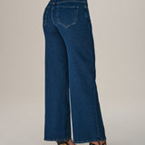 Calça Jeans Pantalona em Algodão Escuro