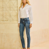 Calça Jeans Skinny Clássica em Algodão Médio